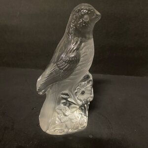 Vintage Viking Art Glass Clear Robin Bird Paperweight 1940’s